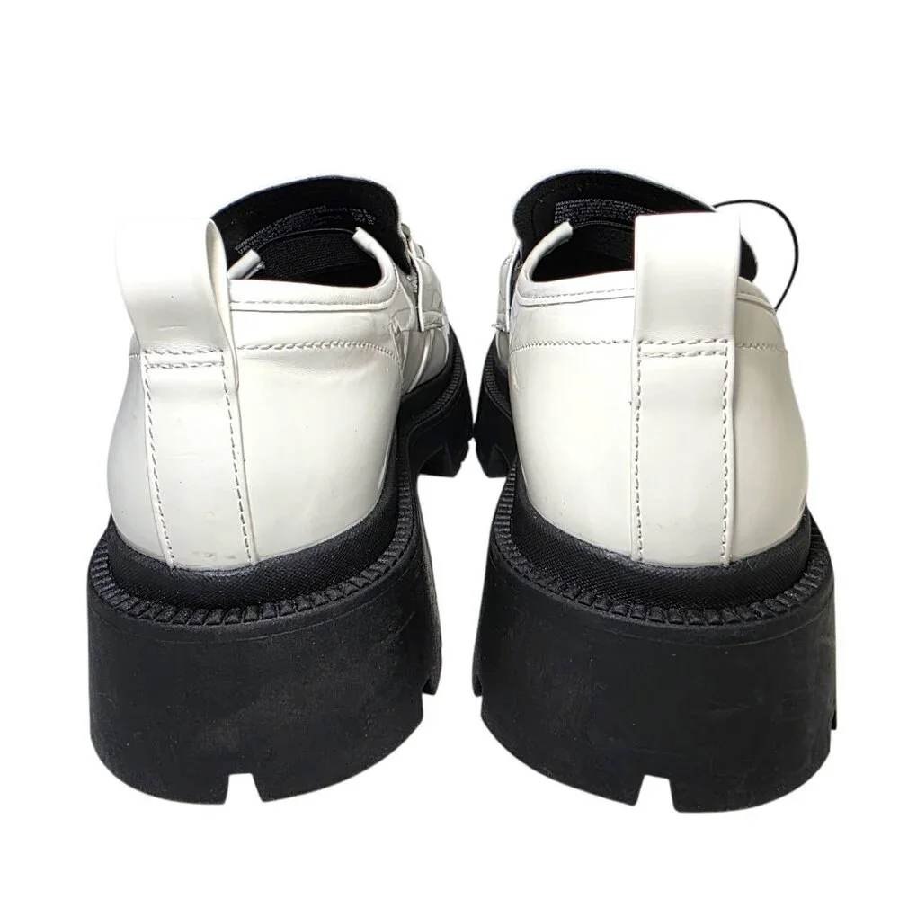 Madden NYC Platform Penny Lug Sole Loafers Women's Size 7.5 Glossy White Shoes - Picture 7 of 8